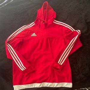 Adidas red, black, and white hoodie